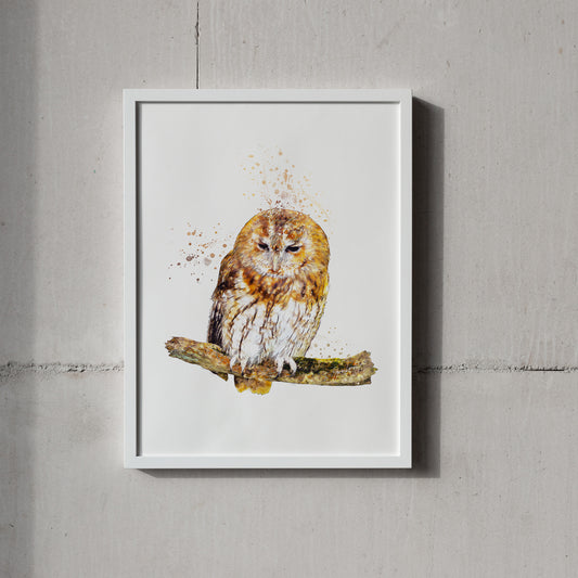 Owl Portrait Splatter Style Artwork Fine Art Print (Unframed)
