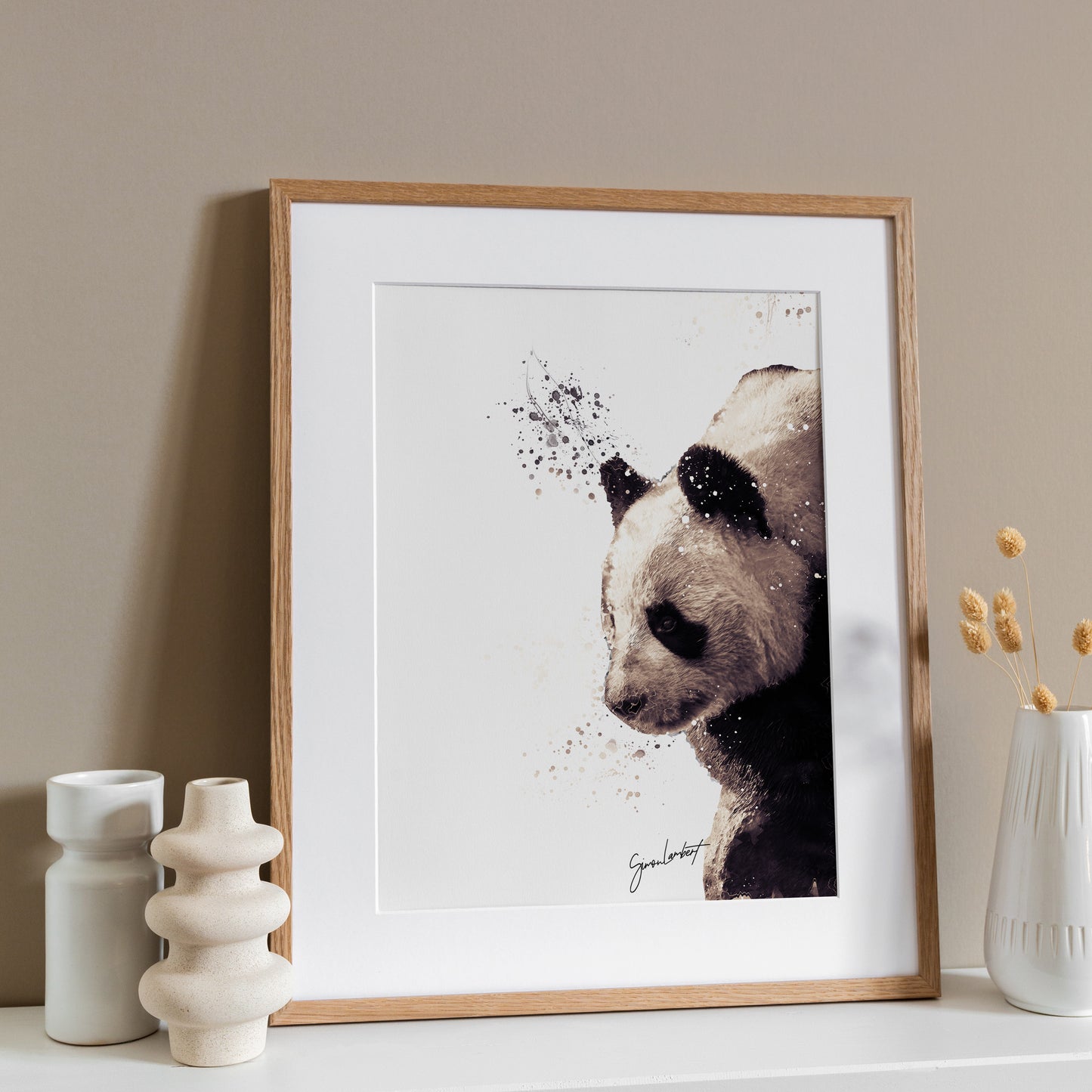 Panda Portrait Splatter Style Artwork Fine Art Print (Unframed)