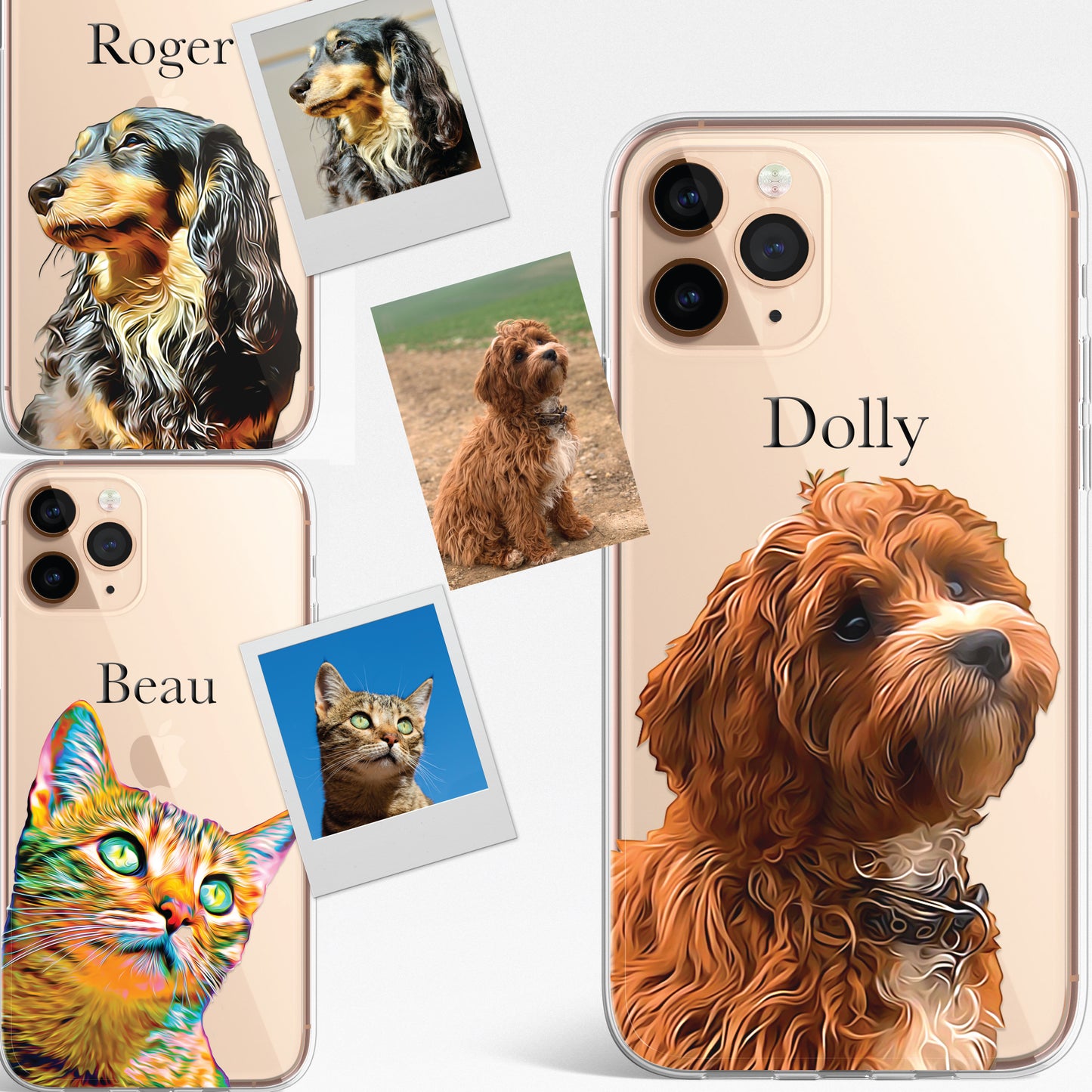 PET Painting Portrait Dog Cat Personalised Phone Cover Case for iPhone 14 13 12+
