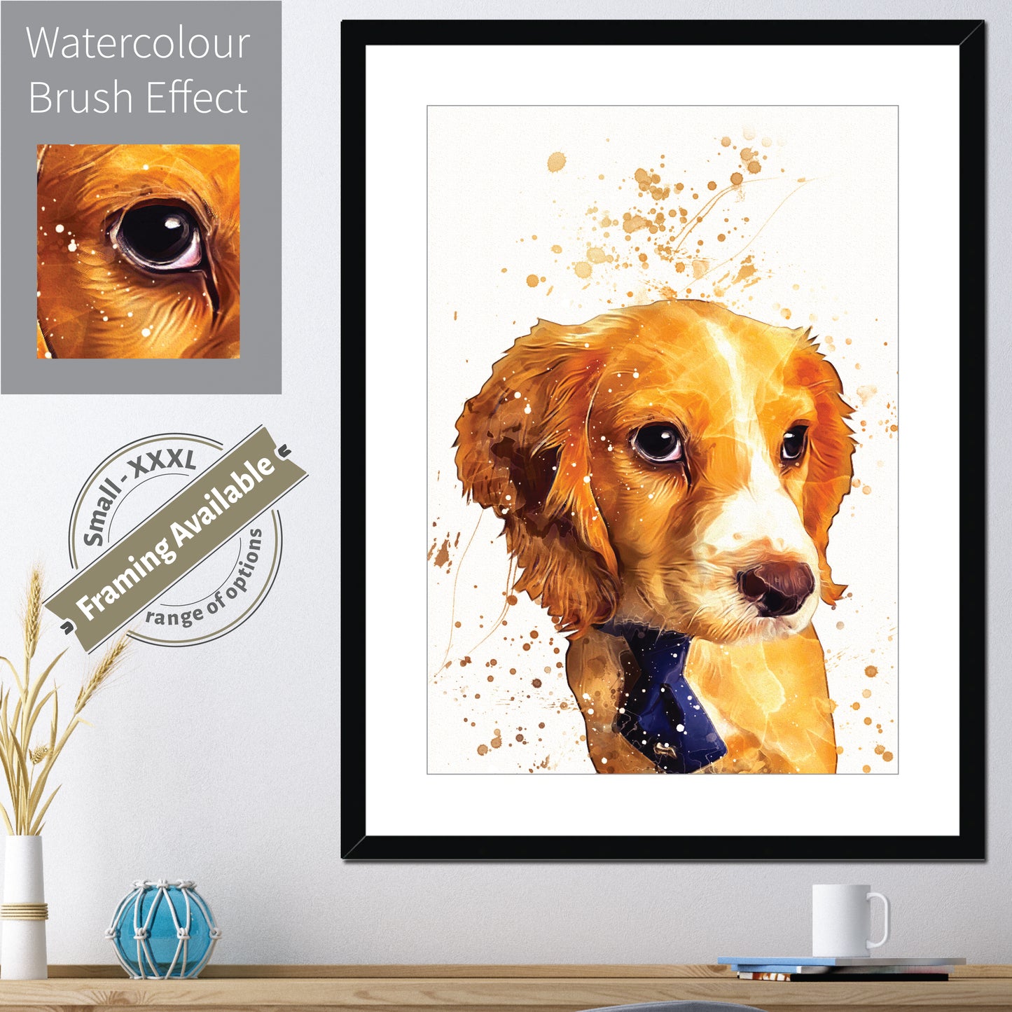Personalised PET Portrait Print, Splatter Custom Painting Style, Dog Cat Horse Animal