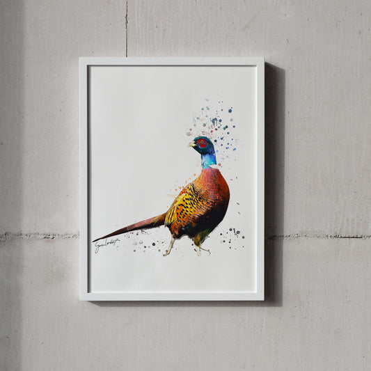 Pheasant Portrait Splatter Style Artwork Fine Art Print (Unframed)