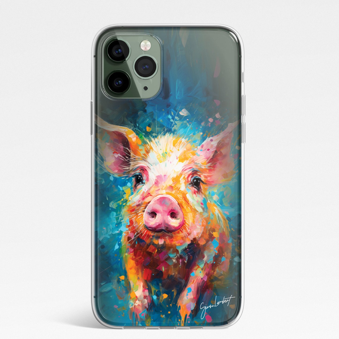 British Farm Animals Phone Case Palette Knife Art CLEAR Cover Case for iPhone 15 14 13 12 Pro +