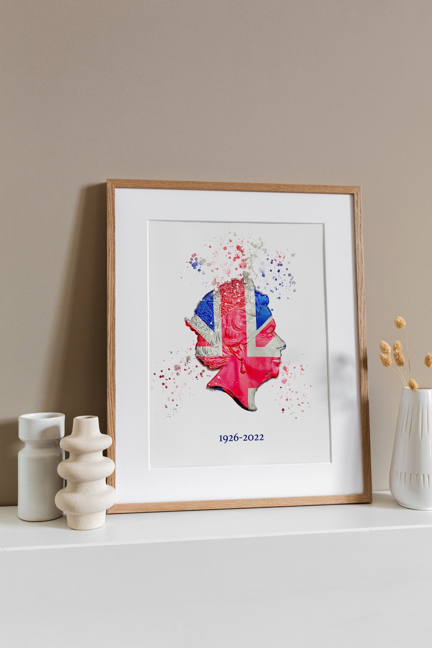 SPECIAL OFFER Queen Elizabeth II Commemorative Splatter Artwork Fine Art Print (Unframed) HALF PRICE