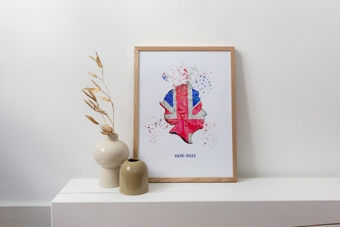 SPECIAL OFFER Queen Elizabeth II Commemorative Splatter Artwork Fine Art Print (Unframed) HALF PRICE