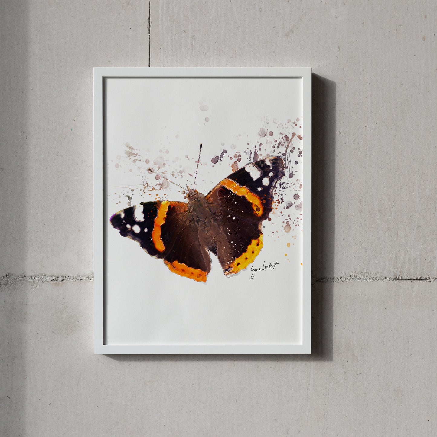 Red Admiral Butterfly Portrait Splatter Style Artwork Fine Art Print (Unframed)