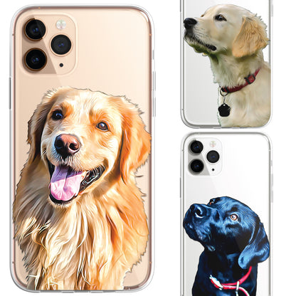 Retriever Labrador Pet Phone Case Brush Art CLEAR Phone Cover for iPhone 14 13+