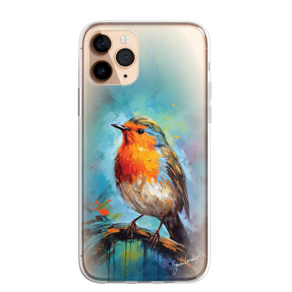 British Birds Phone Case Palette Knife Art CLEAR Cover Case for iPhone 15 14 13 12 Pro +