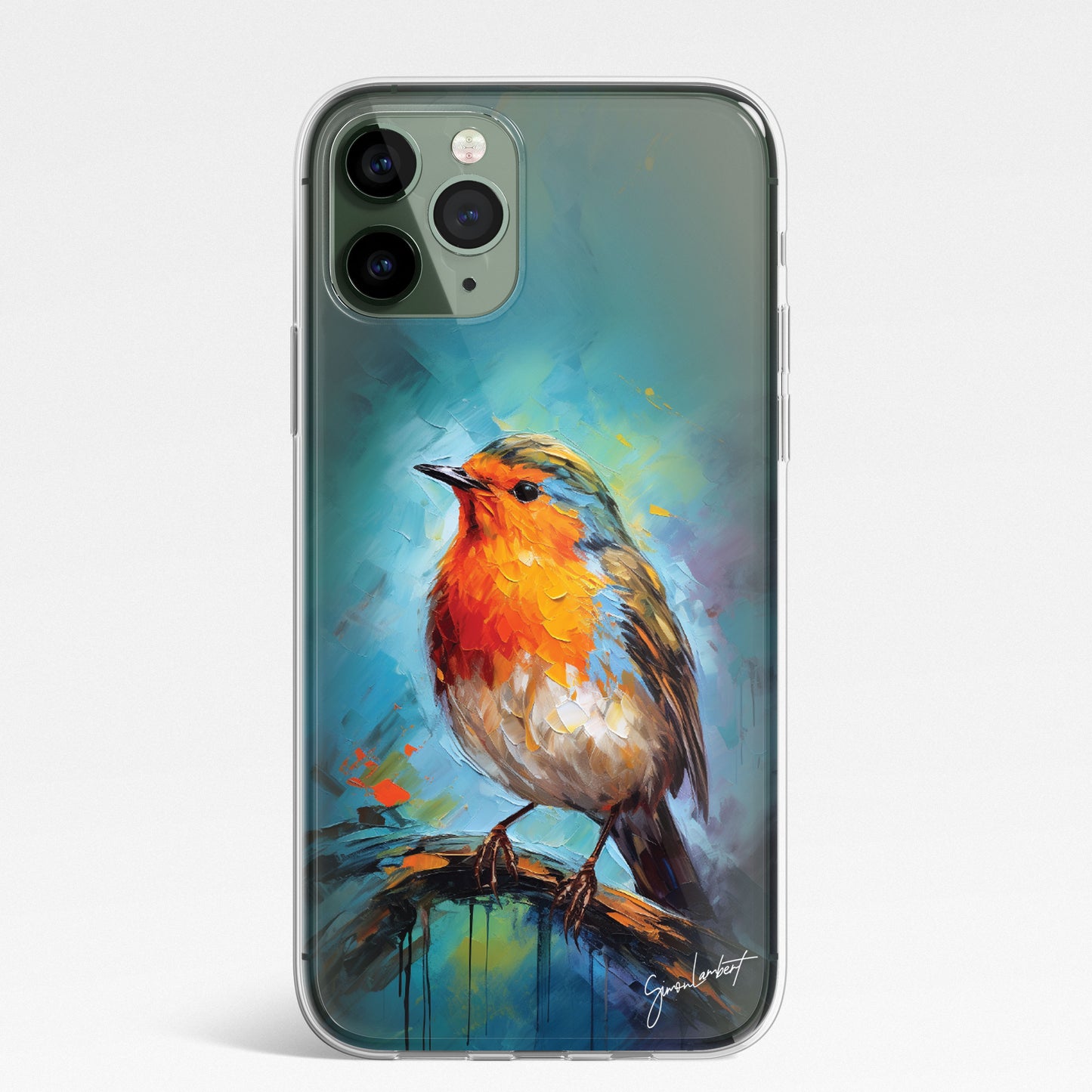 British Birds Phone Case Palette Knife Art CLEAR Cover Case for iPhone 15 14 13 12 Pro +