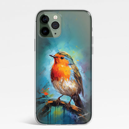 British Birds Phone Case Palette Knife Art CLEAR Cover Case for iPhone 15 14 13 12 Pro +