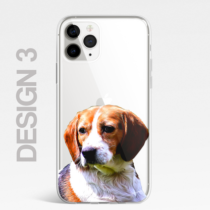 Beagle Dog Phone Case Painting Effect CLEAR Cover Case for iPhone 14 13 12 Pro +