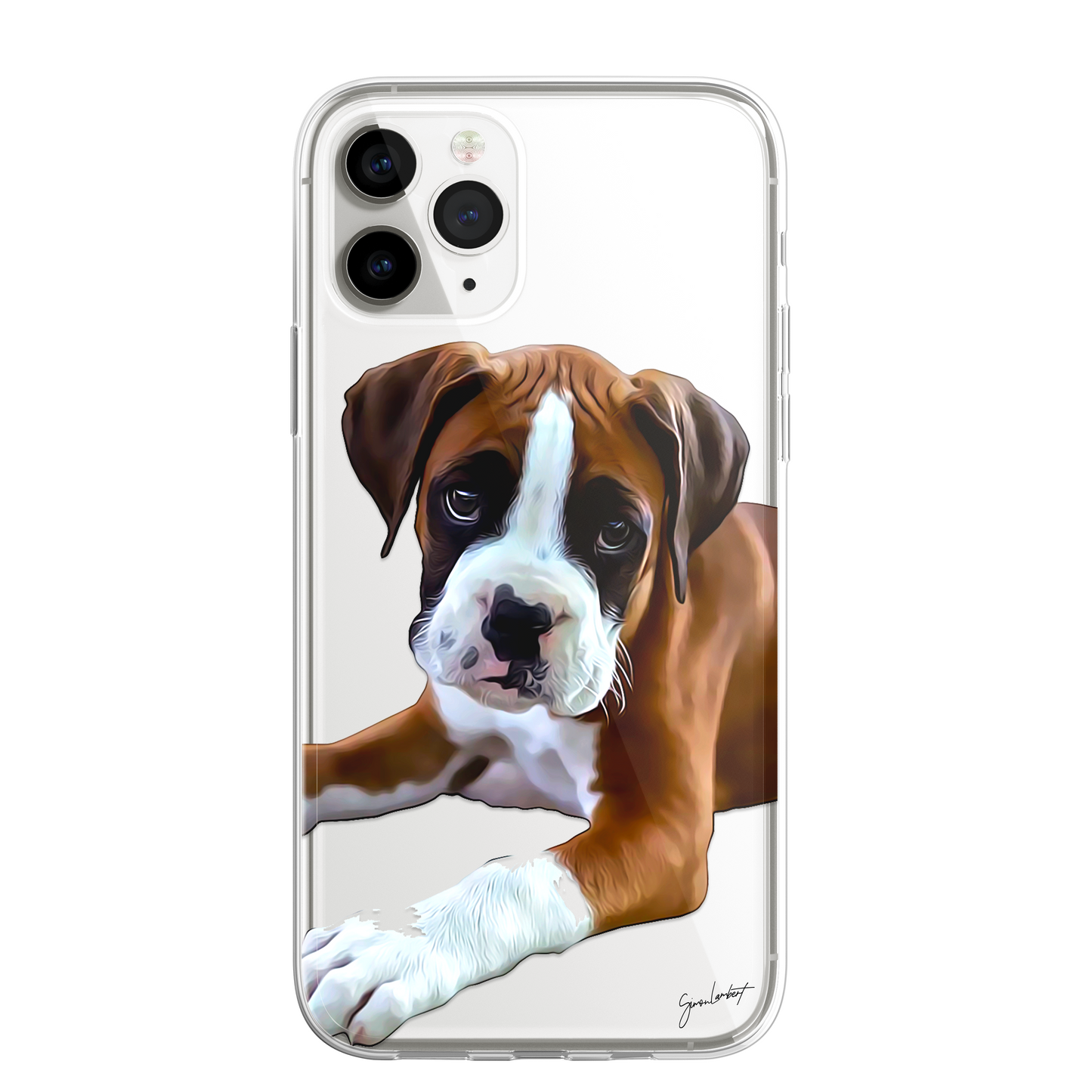 Boxer Dog Phone Case Painting Effect CLEAR Cover Case for iPhone 14 13 12 Pro +