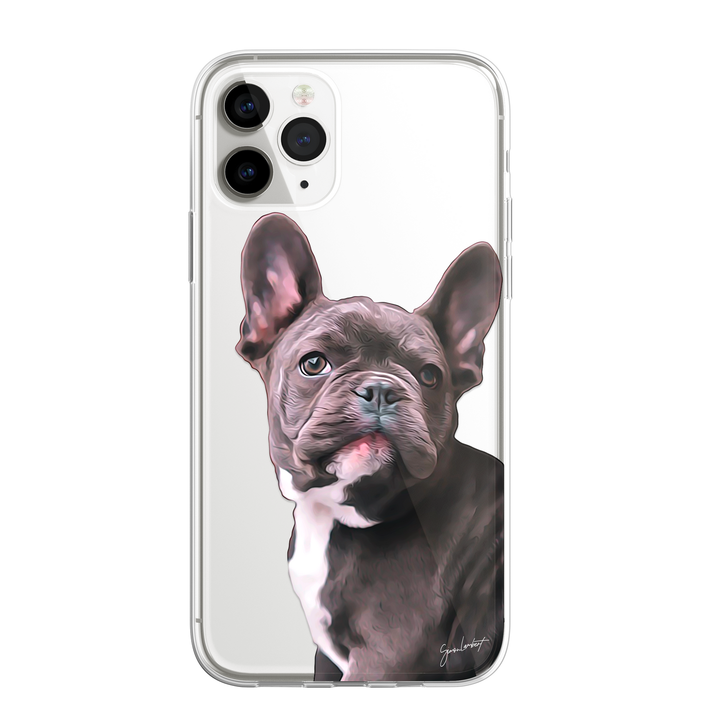 Pug Cute Dog Phone Case Painting CLEAR Phone Cover Case for iPhone 14 13 12 +