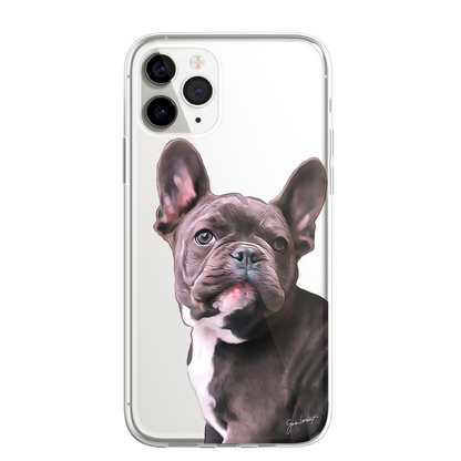 Pug Cute Dog Phone Case Painting CLEAR Phone Cover Case for iPhone 14 13 12 +