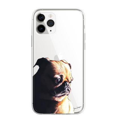 Pug Cute Dog Phone Case Painting CLEAR Phone Cover Case for iPhone 14 13 12 +