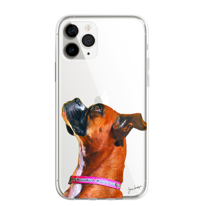 Boxer Dog Phone Case Painting Effect CLEAR Cover Case for iPhone 14 13 12 Pro +