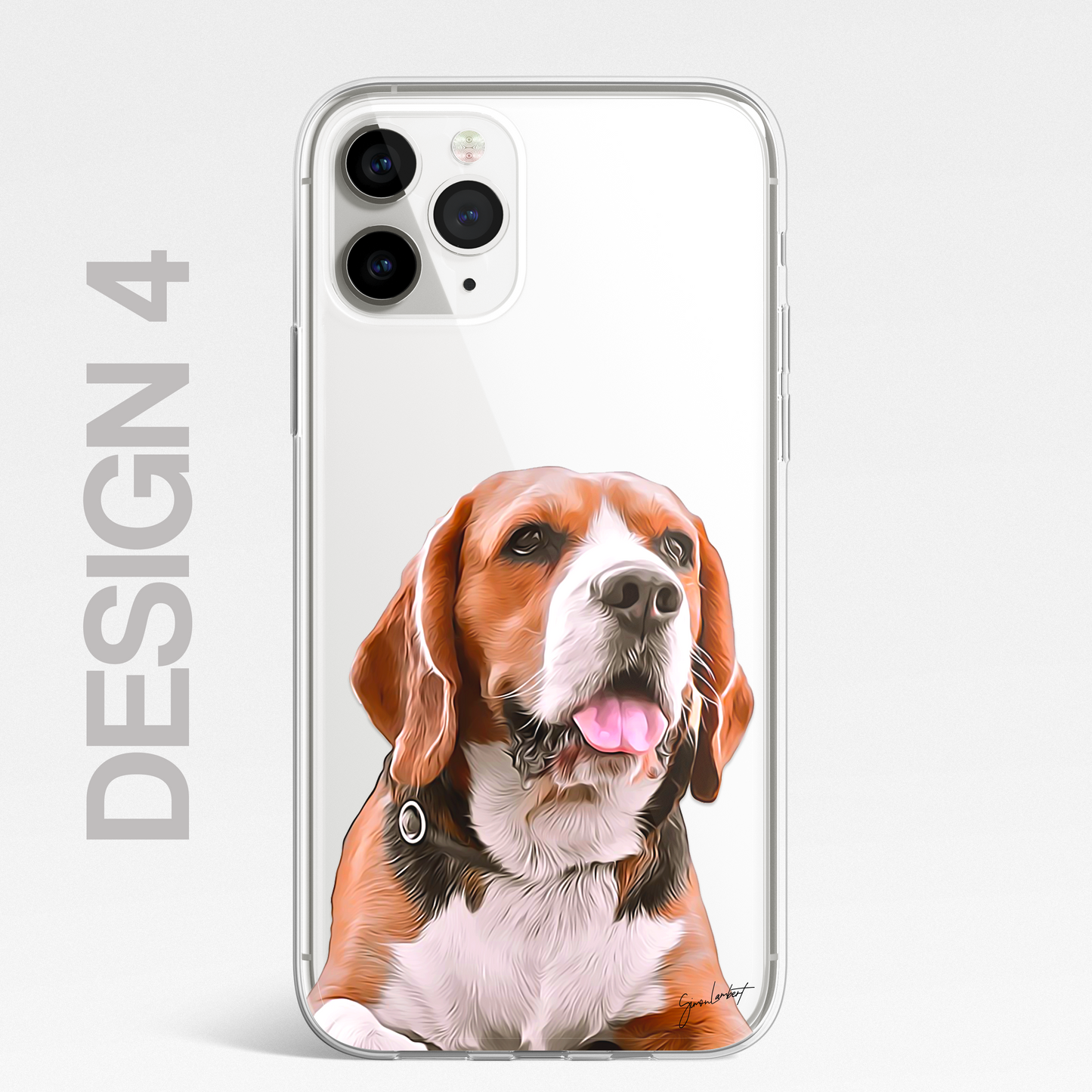 Beagle Dog Phone Case Painting Effect CLEAR Cover Case for iPhone 14 13 12 Pro +