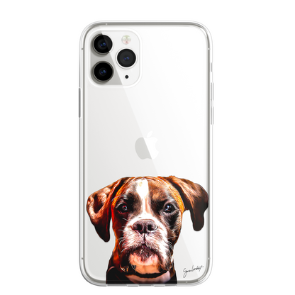 Boxer Dog Phone Case Painting Effect CLEAR Cover Case for iPhone 14 13 12 Pro +
