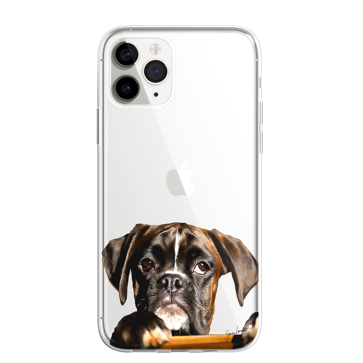 Boxer Dog Phone Case Painting Effect CLEAR Cover Case for iPhone 14 13 12 Pro +