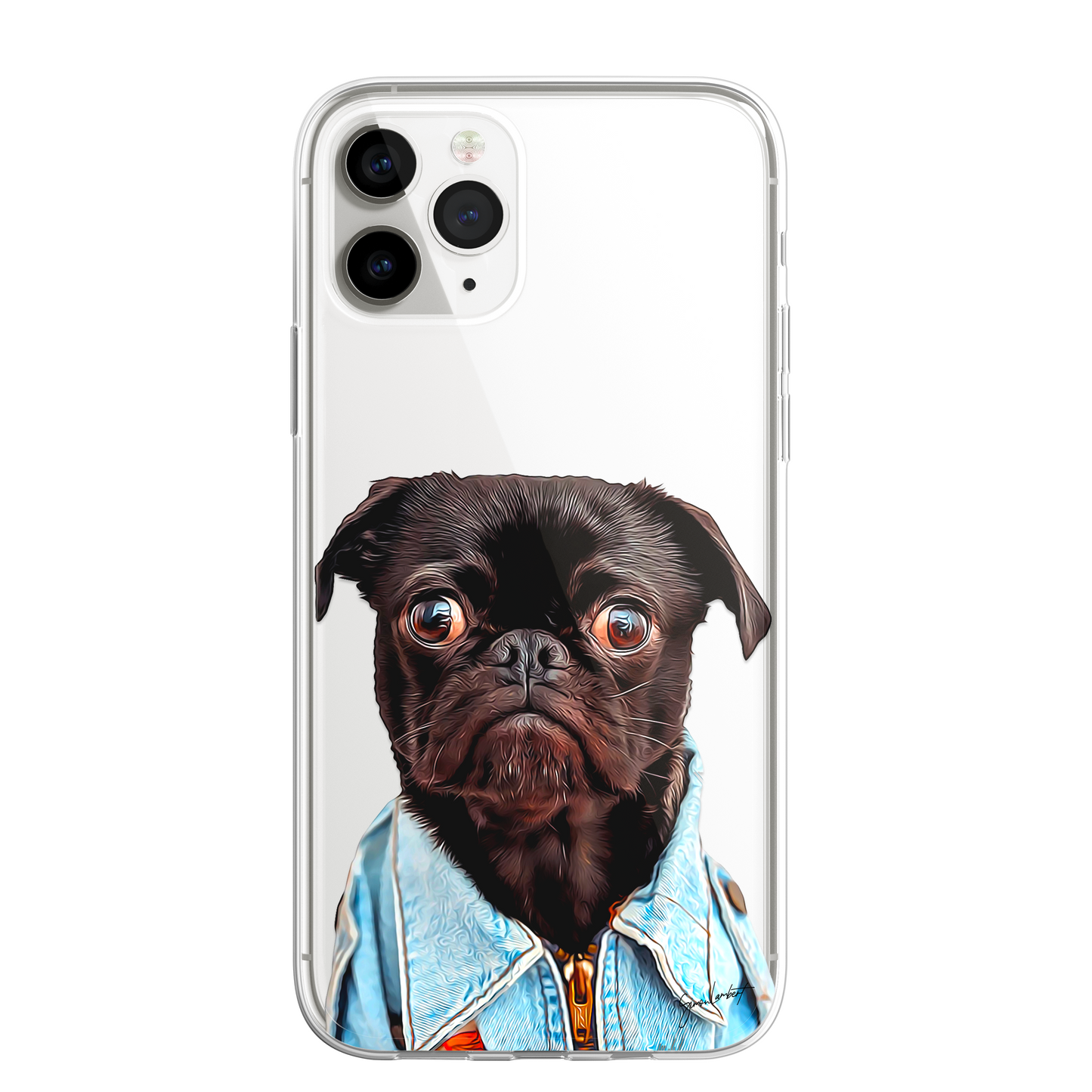 Pug Cute Dog Phone Case Painting CLEAR Phone Cover Case for iPhone 14 13 12 +
