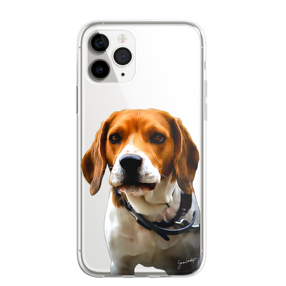 Beagle Dog Phone Case Painting Effect CLEAR Cover Case for iPhone 14 13 12 Pro +