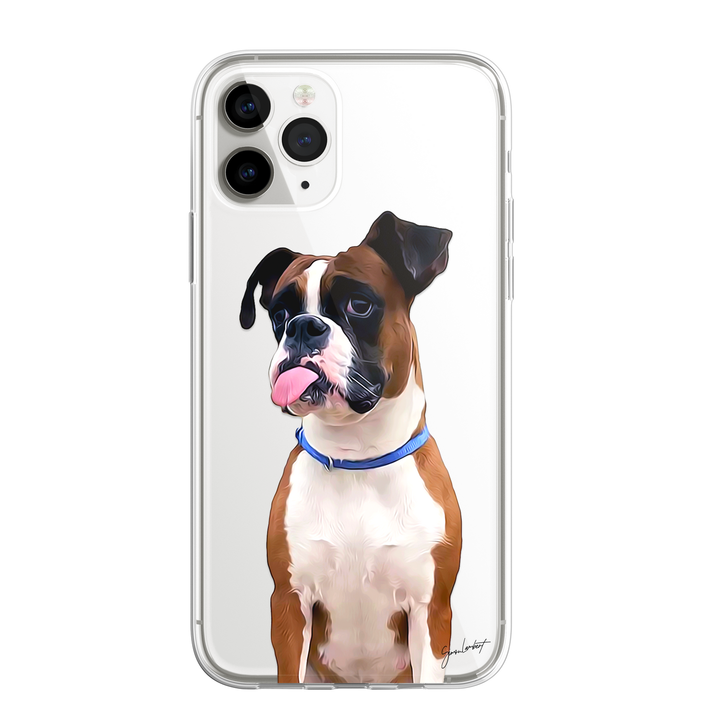 Boxer Dog Phone Case Painting Effect CLEAR Cover Case for iPhone 14 13 12 Pro +