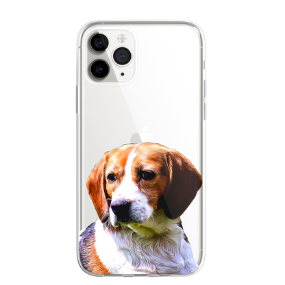 Beagle Dog Phone Case Painting Effect CLEAR Cover Case for iPhone 14 13 12 Pro +