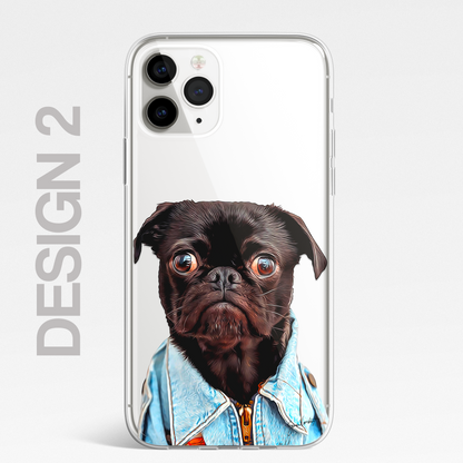 Pug Cute Dog Phone Case Painting CLEAR Phone Cover Case for iPhone 14 13 12 +