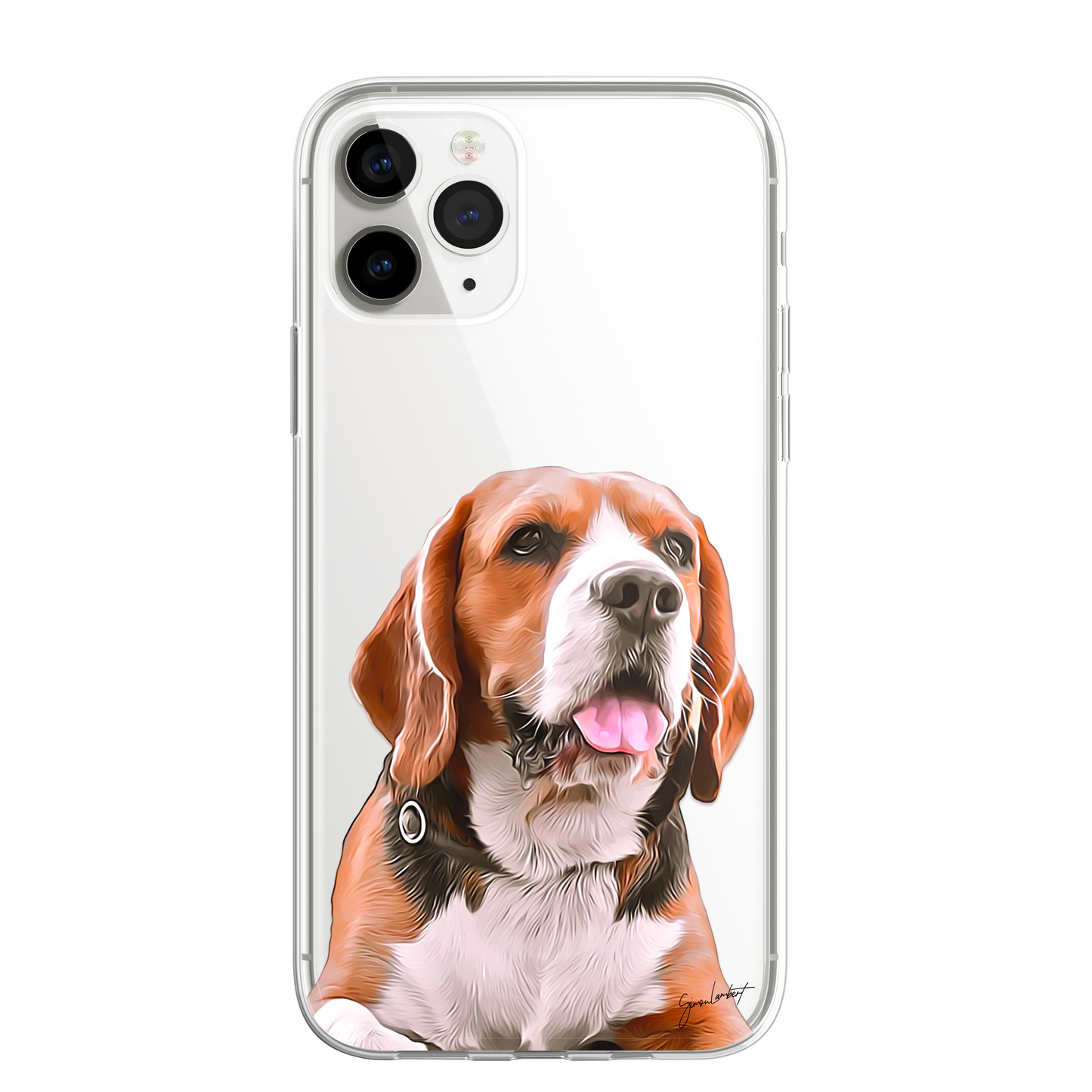 Beagle Dog Phone Case Painting Effect CLEAR Cover Case for iPhone 14 13 12 Pro +