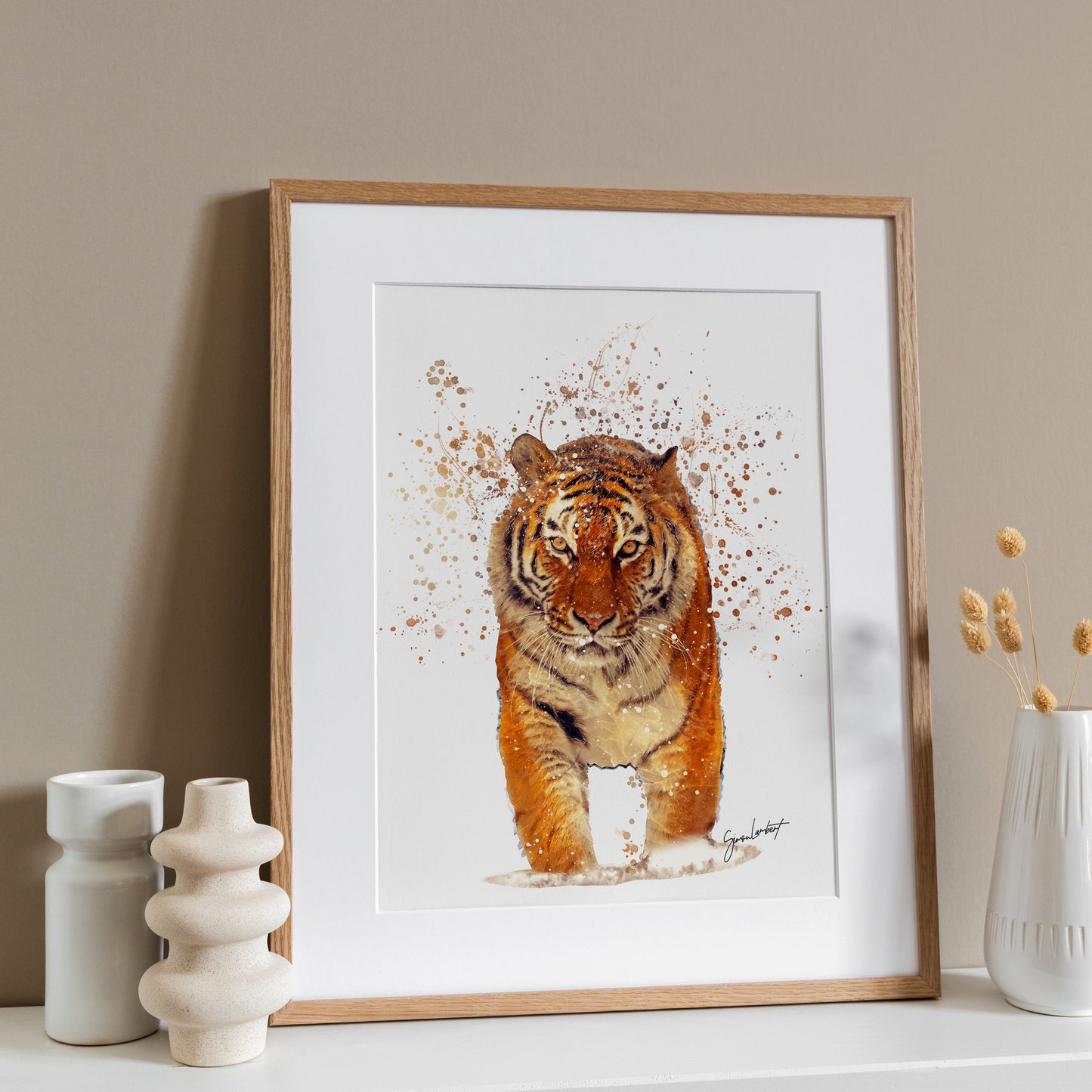 Tiger Portrait Splatter Style Artwork Fine Art Print (Unframed)