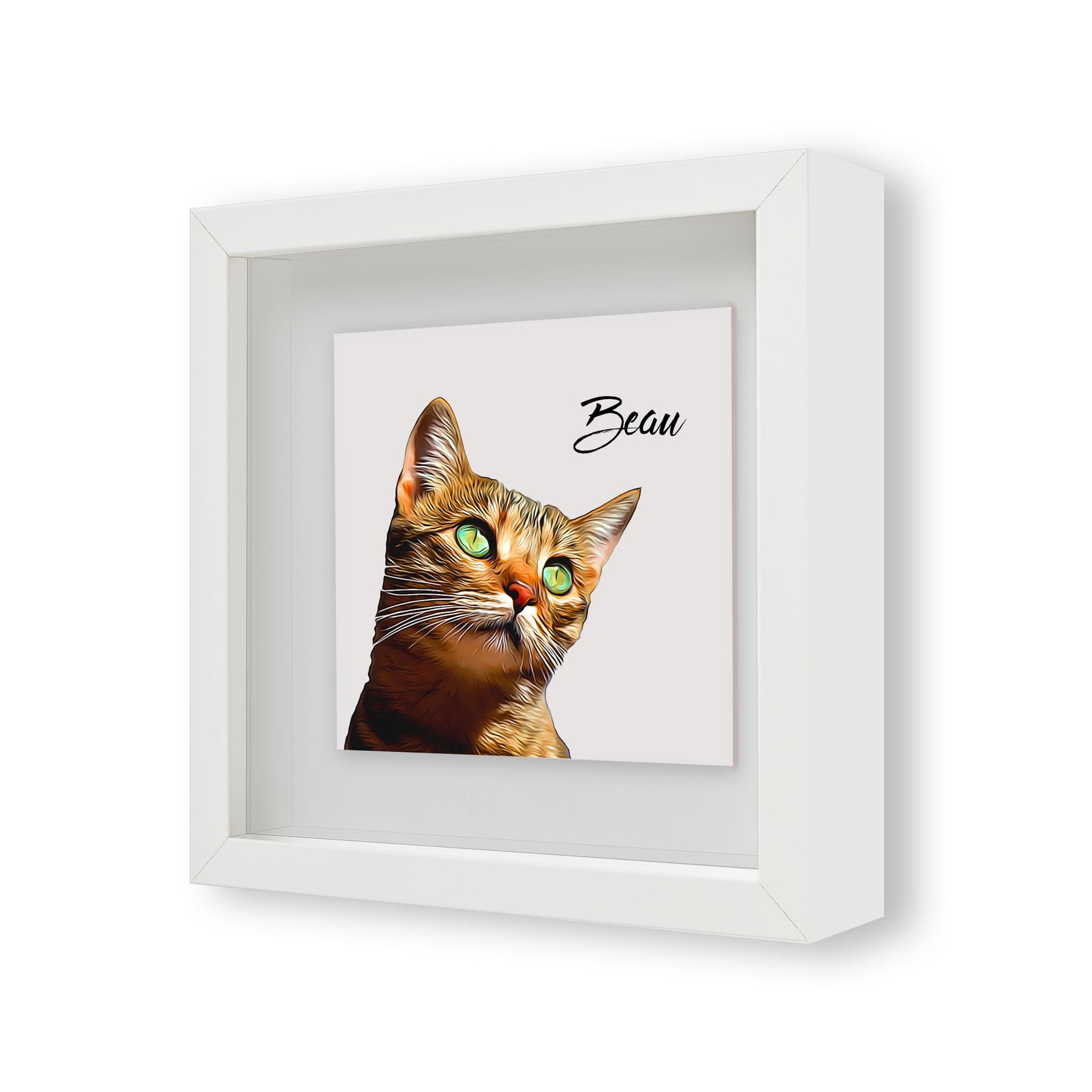 Personalised Pet Dog Cat Brush Portrait Custom Photo Print on Ceramic Tile in Box Frame Gift